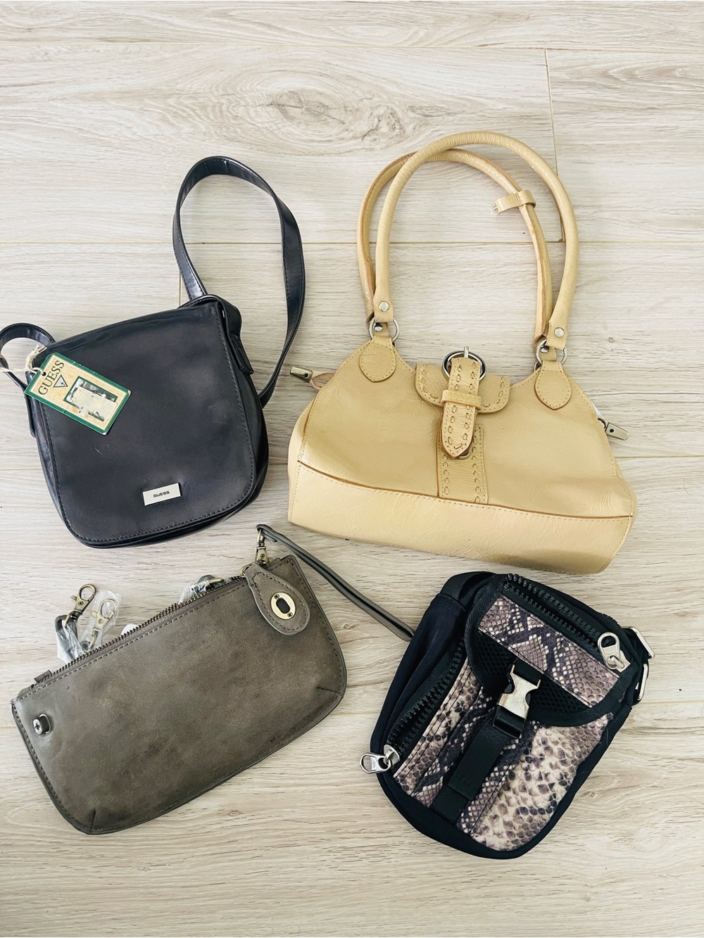Lot of 4 Womens Bags -NWT VTG Guess Joy Gryson Suede Stelle TOPSHOP Pouch⁠